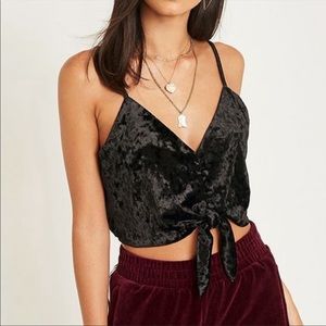 UO Velvet Tie-Fronted Cropped Cami